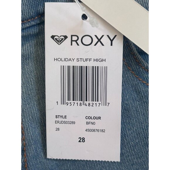 Roxy Women's High-Rise Stretch Button Fly Light Denim Slits Shorts Size 28 - Picture 9 of 15